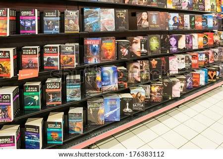 BUCHAREST, ROMANIA - FEBRUARY 10, 2014: Science Fictions Books Displayed On Library Shelf On February 10, 2014 In Bucharest, Romania.