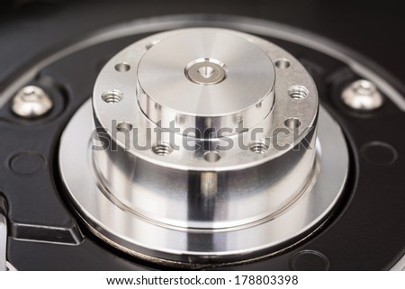 Computer Hard Disk Drive Spindle Close Up