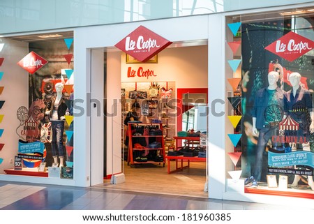 BUCHAREST, ROMANIA - MARCH 15: Lee Cooper Store on March 15, 2014 in Bucharest, Romania. Lee Cooper is a British clothing company that licenses the sale of many branded items, including denim jeans.