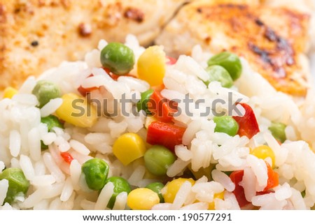 Rice With Vegetables And Chicken Stake