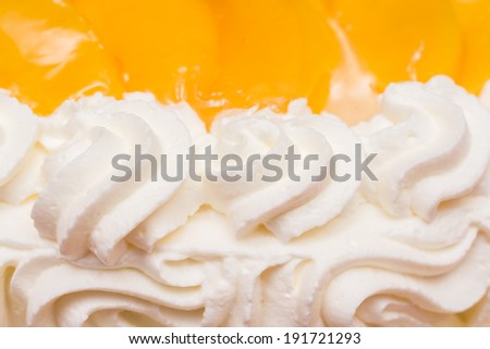Peaches Whip Cream Cake Close Up