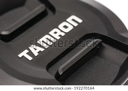 BUCHAREST, ROMANIA - MAY 12, 2014: Tamron Lens For Digital Single Lens Reflex Camera. Founded in 1950 is a Japanese company manufacturing photographic lenses, optical components and industrial optics.