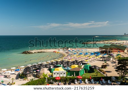 OLIMP, ROMANIA - JULY 31, 2014: Olimp Holiday Resort High View At The Black Sea. From 1972 it is one of the most important summer holiday resort of the romanian coast at The Black Sea.