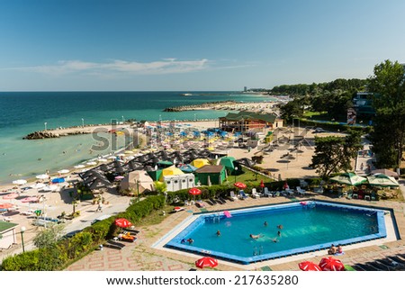 OLIMP, ROMANIA - JULY 31, 2014: Olimp Holiday Resort High View At The Black Sea. From 1972 it is one of the most important summer holiday resort of the romanian coast at The Black Sea.