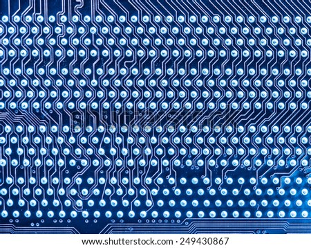 Circuit Board Texture And Pins On Computer Motherboard