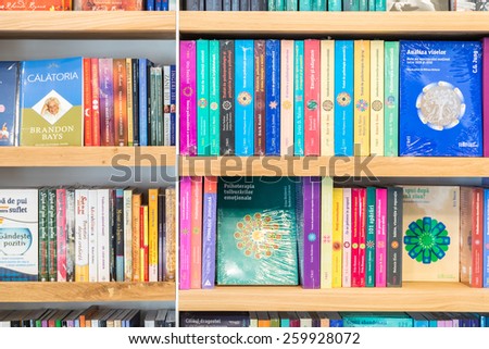 BUCHAREST, ROMANIA - MARCH 11, 2015: Famous Classic Literature Books For Sale On Library Shelf.