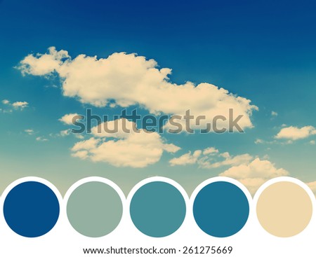 Color Palette Of Summer Blue Sky With Soft White Clouds
