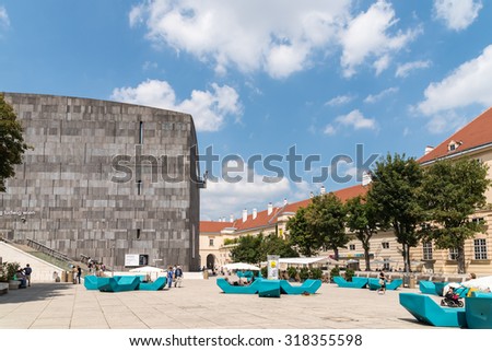VIENNA, AUSTRIA - AUGUST 08, 2015: Mumok (Museum Moderner Kunst) Or Museum of Modern Art is a museum in the Museumsquartier in Vienna that has a collection of 7,000 modern and contemporary art works.