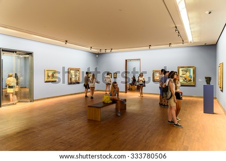 VIENNA, AUSTRIA - AUGUST 20, 2015: Albertina museum in Vienna houses one of the largest and most important print rooms in the world with approximately 65,000 drawings and 1 million old master prints.