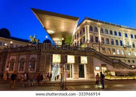 VIENNA, AUSTRIA - AUGUST 25, 2015: Albertina museum in Vienna houses one of the largest and most important print rooms in the world with approximately 65,000 drawings and 1 million old master prints.