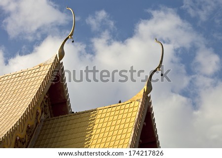 Chorfa (Gable apex) on the Bhuddist church roof, Thai temple