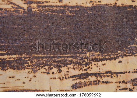 The yellow metal sheet become rusty very much. The rust texture can be used as the background or the message background.