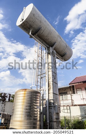 elevated household water storage tank, water supply