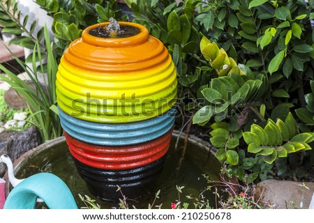 rainbow water jar and fountain in the garden , wallpaper 4/5
