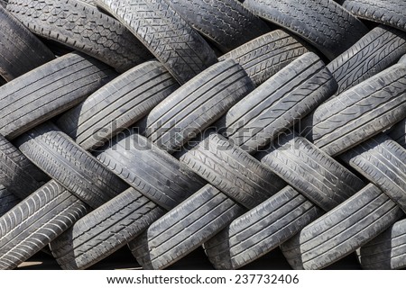 tires of car wheel texture, used tires stacked beautifully, abstract art design background