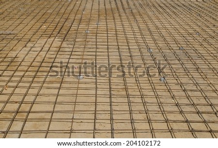 the Steel bars mesh reinforcement before pouring concrete