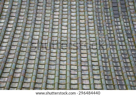 Texture of green roof in the Chinese temple