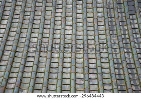 Texture of green roof in the Chinese temple