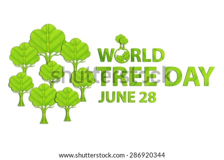 World tree day concept made from green leaves.
