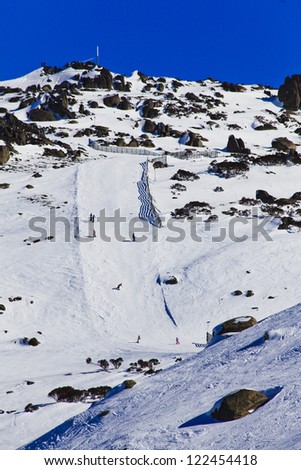 snowy mountains australia perisher valley high peak rocky slope skiing track for sport and leisure