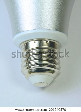 Led light bulb closeup on a white background