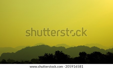 Yellow and Orange Theme Mountain Silhouette