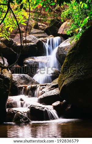 Small waterfall in the forests of Thailand National Park, in the dry season.