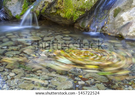 Only a long exposure time can determine the path that the fallen leaves do in their slow walk in the mountain streams