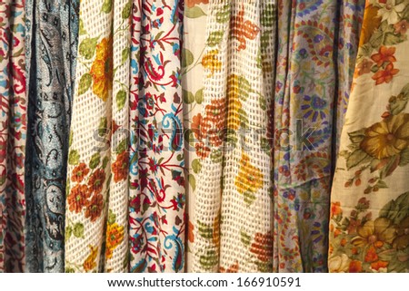 in market stalls often create bright colors of silk texture of soft colors