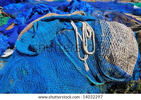 colorful fishing nets after work