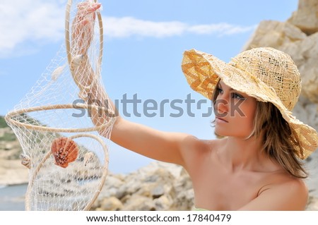 beautiful girl with fishing net