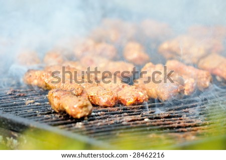 spicy force-meat balls on the grill