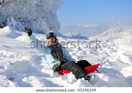 young beautiful woman outdoor in winter