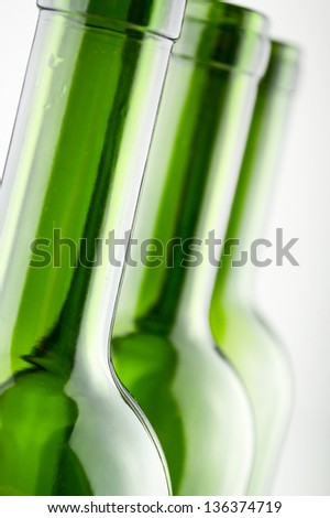 empty wine bottles on a white background