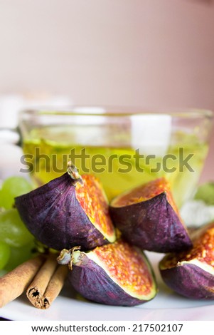 fresh figs with a cup of tea