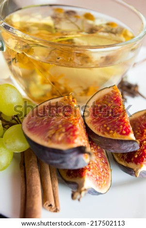 fresh figs with a cup of tea