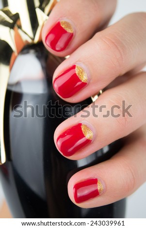 red half moon nail art manicure