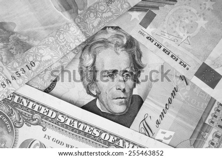 Engraved portrait of Andrew Jackson on a USA twenty dollar bill