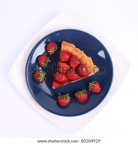 Strawberry Tart portion decorated with strawberry fruits