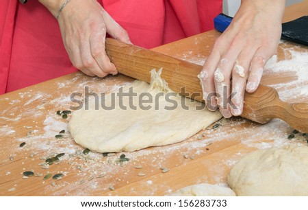 Making bread, female hands