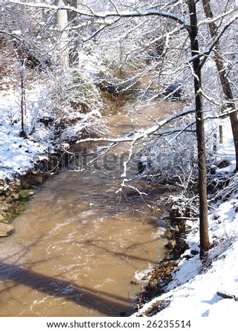 A flowing winter creek after the storm