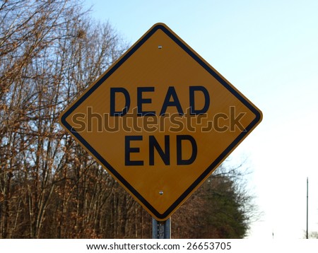 A dead end road sign shown up close