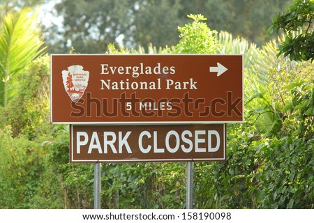 Everglades National Park, Florida - October 10: Everglades National Park Was Closed By The Government Shutdown On October 10, 2013.