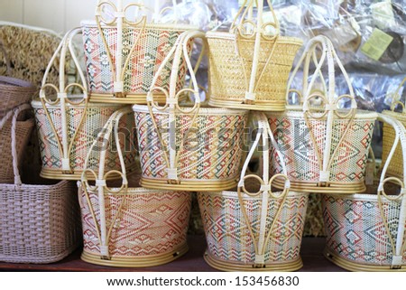 Color wicker baskets made with bamboo, Thailand handmade baskets for sale