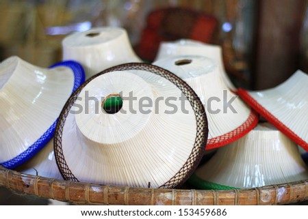 Hats woven made from palm leaves.Thailand traditional handmade hats
