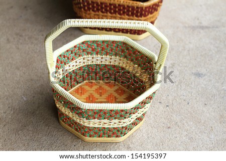 Color wicker basket made with bamboo, Thailand traditional handmade basket