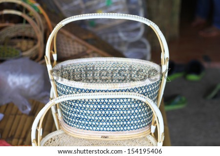 Color wicker basket made with bamboo, Thailand traditional handmade basket