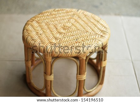 Wicker chair made from rattan and bamboo, Thailand handmade stool
