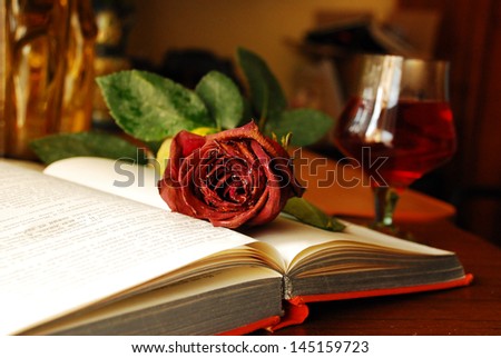 Image of roses on the book