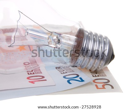 old lightbulb and money. waste of energy